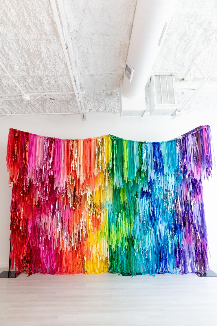 Oh My Darling Party Co rainbow fringe backdrop
