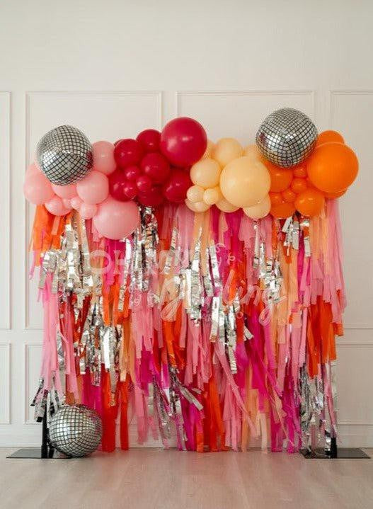 Pastel party backdrop/bridal shower hot party backdrop/pink and orange backdrop for birthday parties