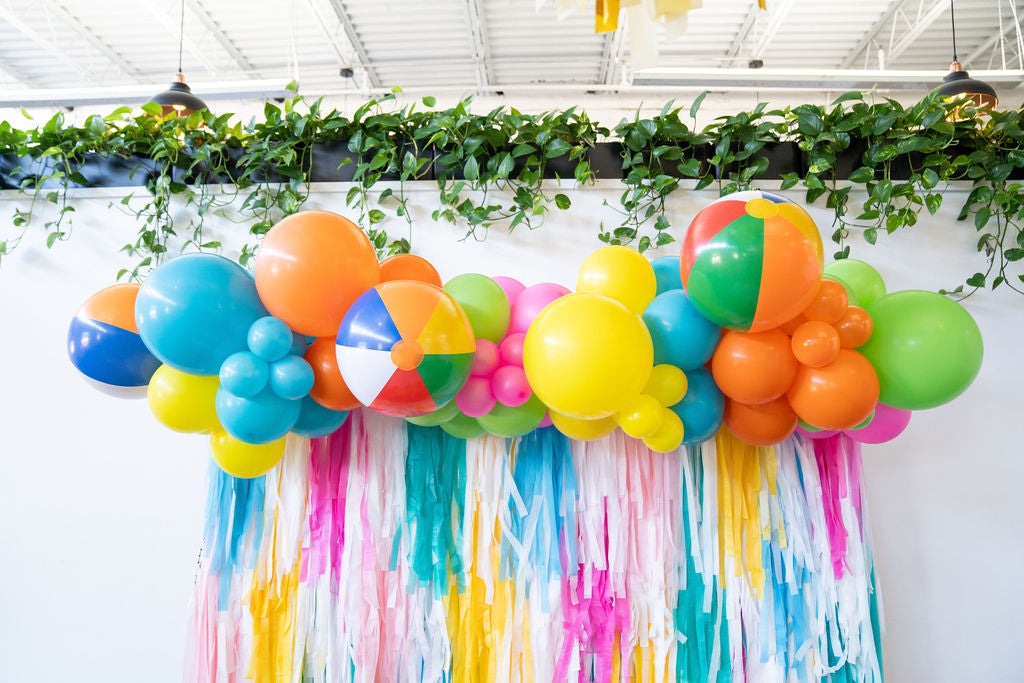 Beach Ball Vibes Fringe Backdrop-Backdrops-Oh My Darling Party Co