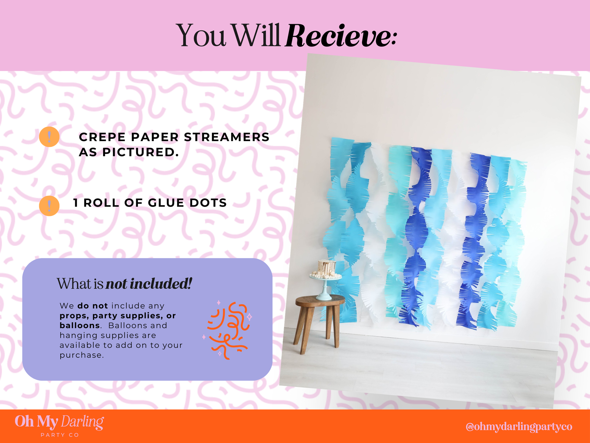 Visual guide showing how to build a complete party decor bundle, including a fringe backdrop, sturdy stand, and coordinating balloon kits for a seamless event setup.