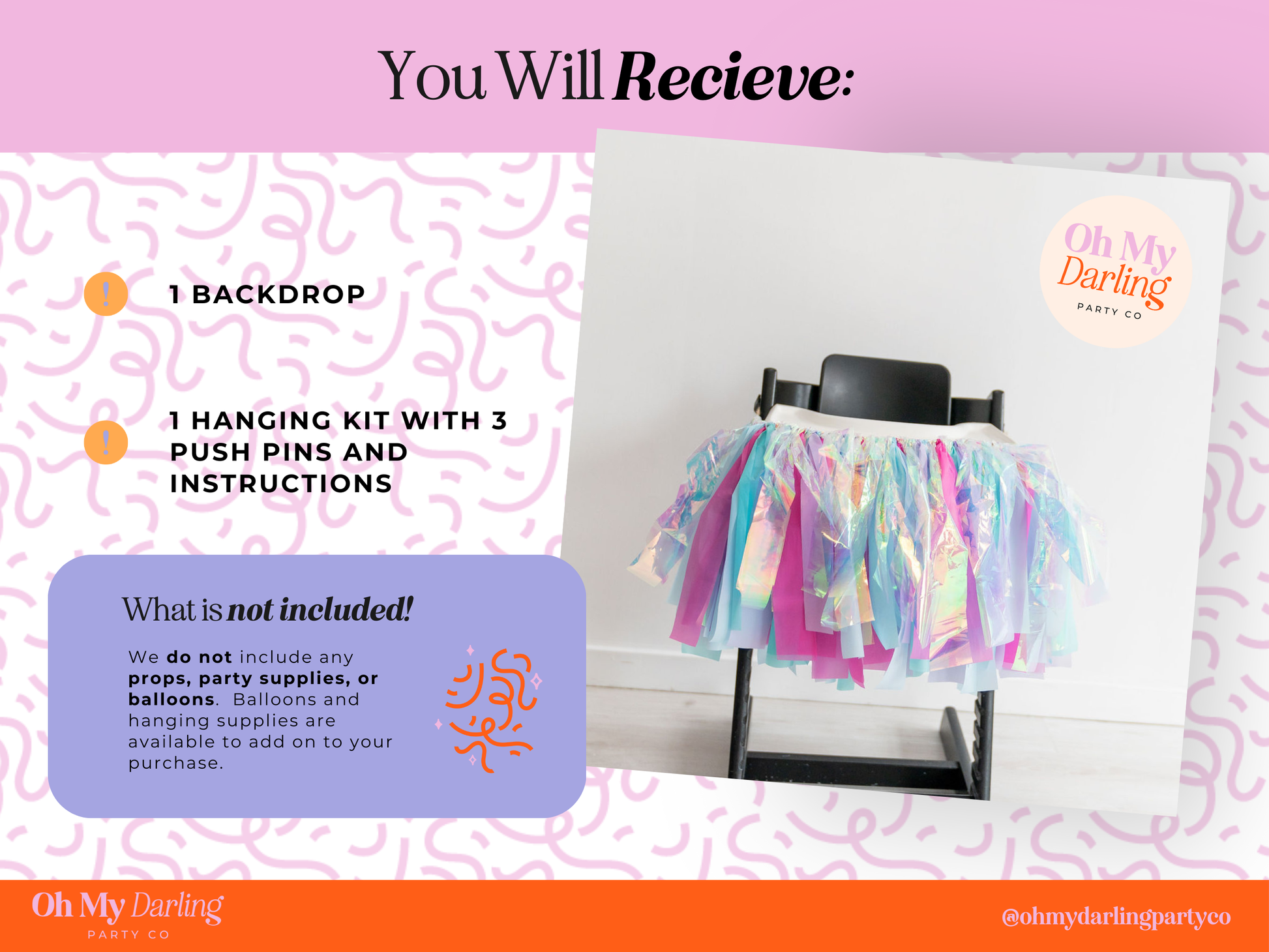 CUSTOM Fringe High Chair Skirt-Backdrops-Oh My Darling Party Co
