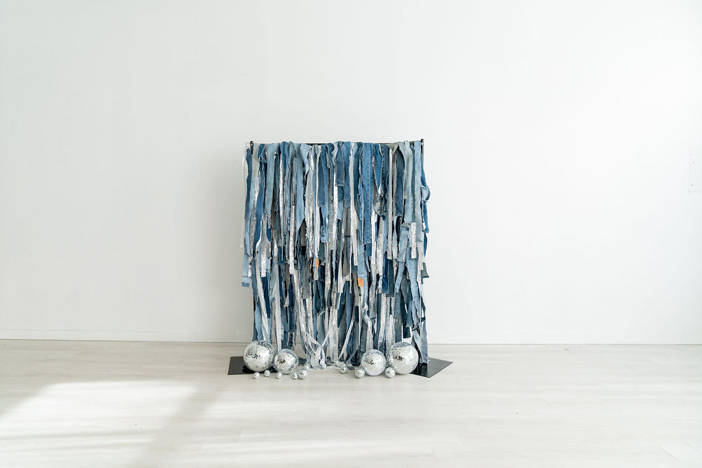 Denim & Bling Fringe Backdrop-Backdrops-Oh My Darling Party Co