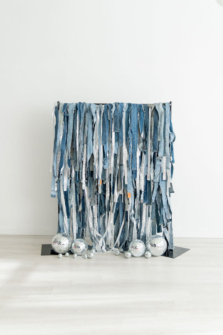 Denim & Bling Fringe Backdrop-Backdrops-Oh My Darling Party Co