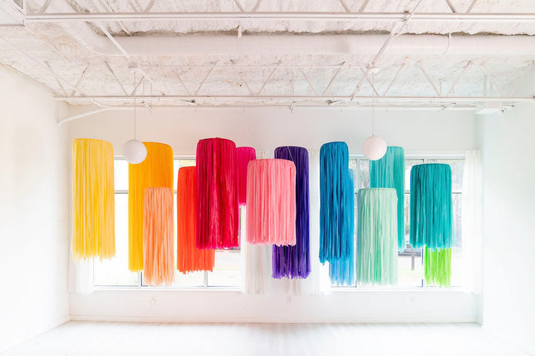 Oh My Darling Party Co rainbow fringe aerial rings