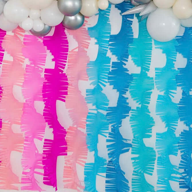 Pink and blue crepe paper streamers by Oh My Darling Party Co
