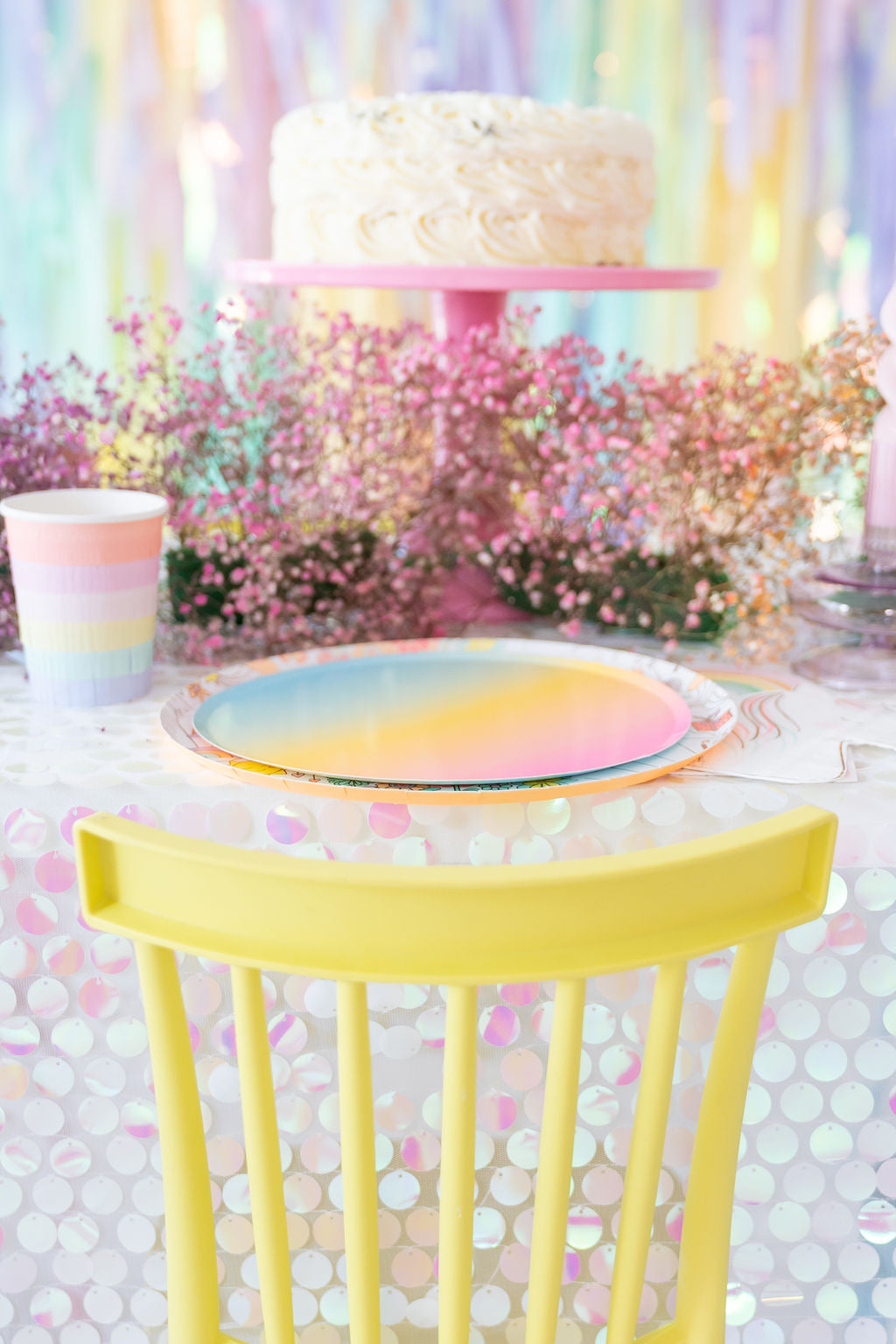 Pastel Unicorn Birthday Fringe Backdrop-Backdrops-Oh My Darling Party Co