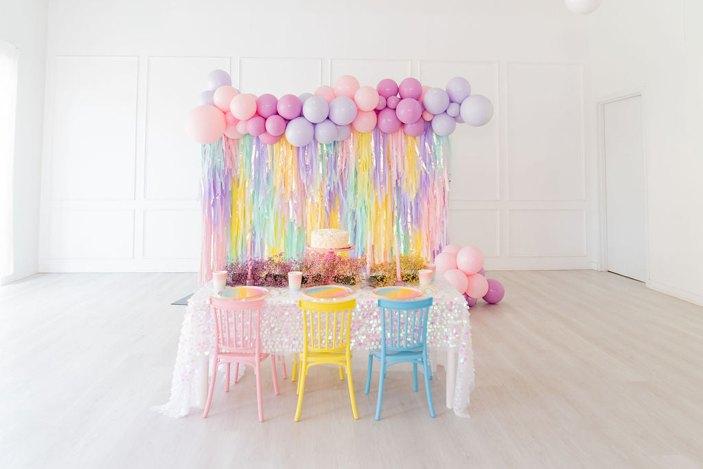 Pastel Unicorn Birthday Fringe Backdrop-Backdrops-Oh My Darling Party Co