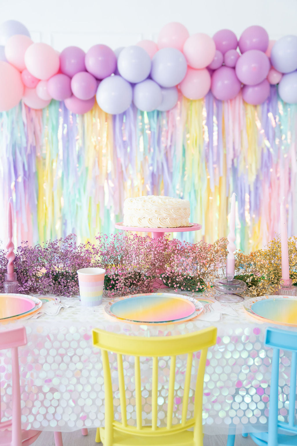 Pastel Unicorn Birthday Fringe Backdrop-Backdrops-Oh My Darling Party Co