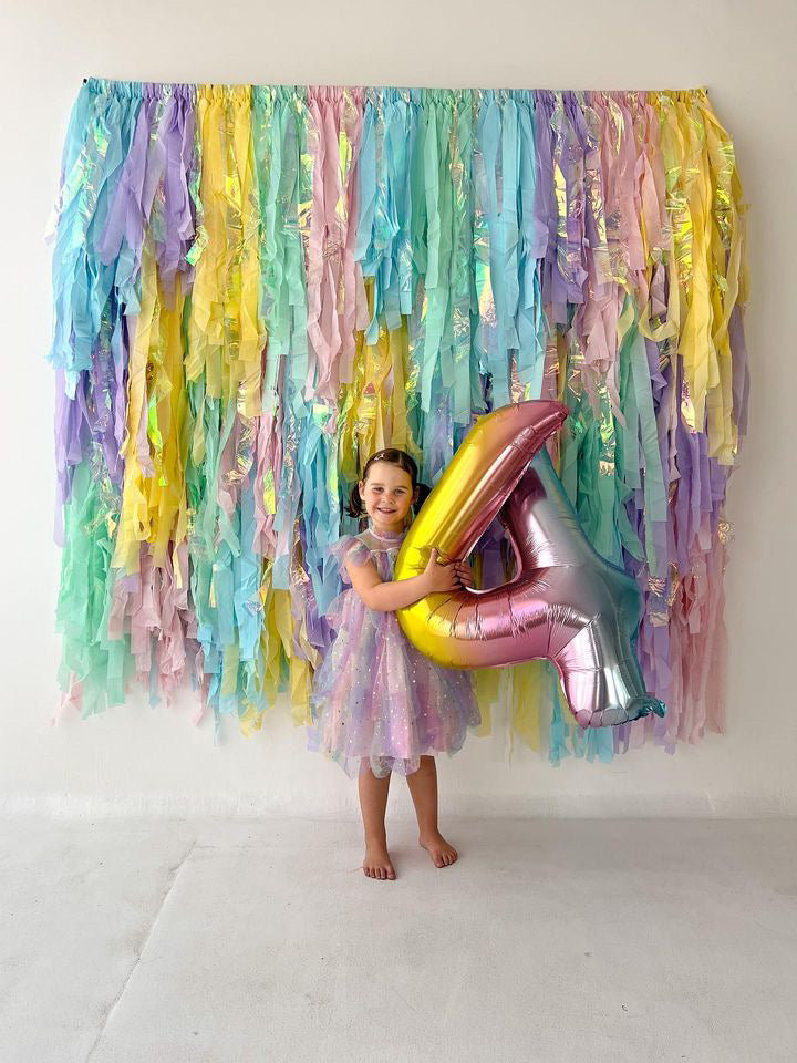 Pastel Unicorn Birthday Fringe Backdrop-Backdrops-Oh My Darling Party Co