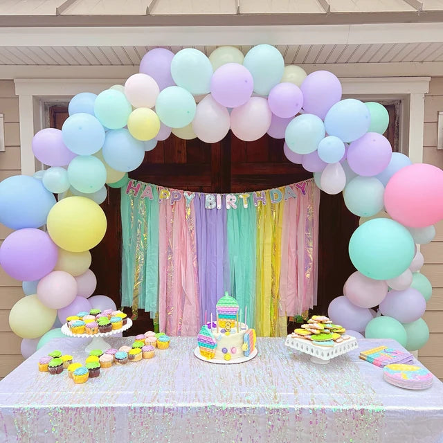 Pastel Unicorn Birthday Fringe Backdrop-Backdrops-Oh My Darling Party Co