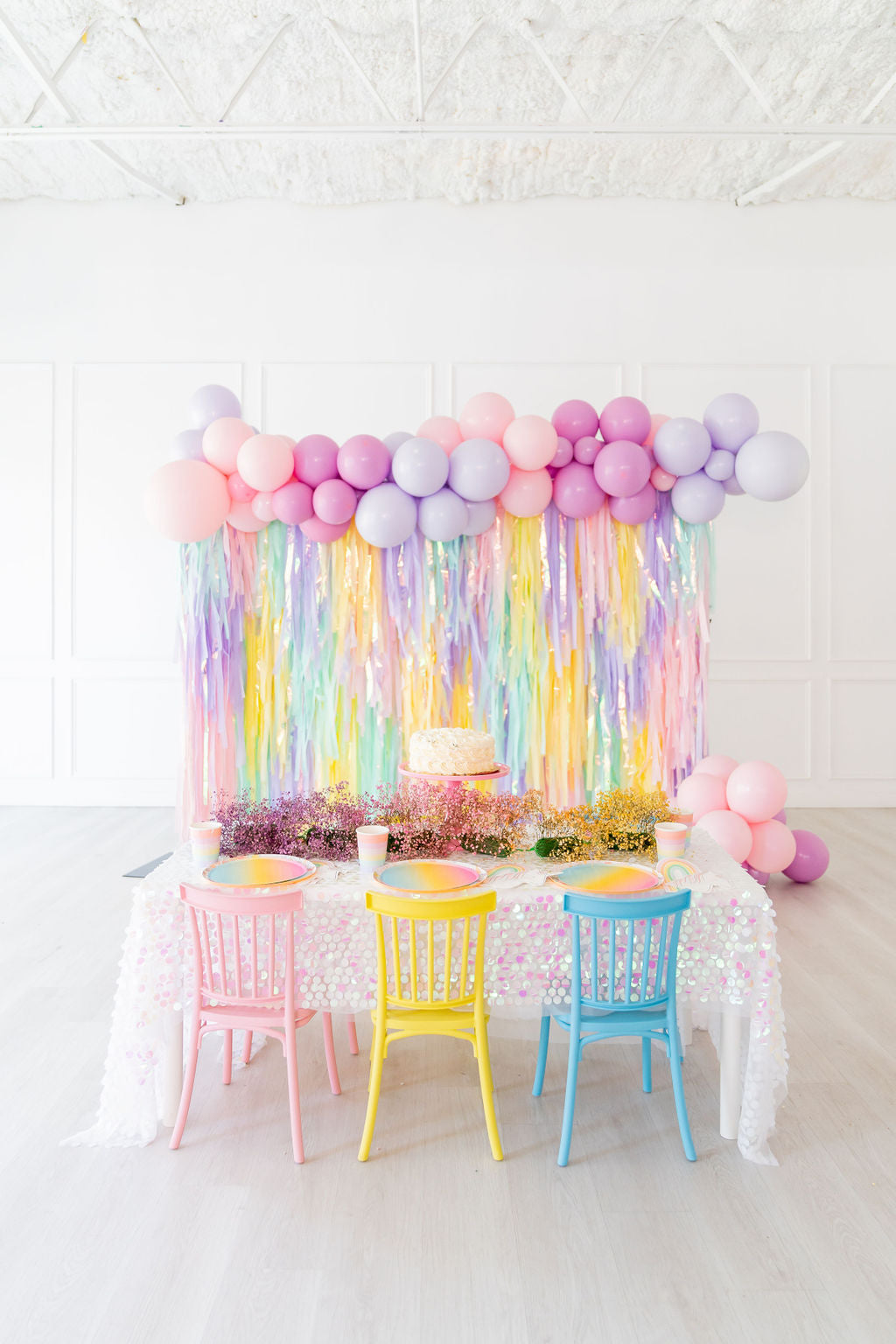Pastel Unicorn Birthday Fringe Backdrop-Backdrops-Oh My Darling Party Co