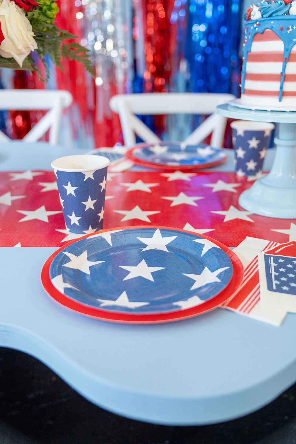 Stars & Stripes Fringe Backdrop-Backdrops-Oh My Darling Party Co