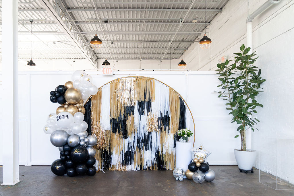 Timeless Celebration Semi Circle Fringe Backdrop-Semi Circle Backdrop-Oh My Darling Party Co