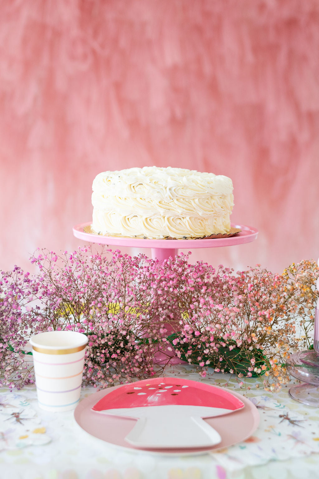 Tulle Fringe Backdrop in Rose-Backdrops-Oh My Darling Party Co