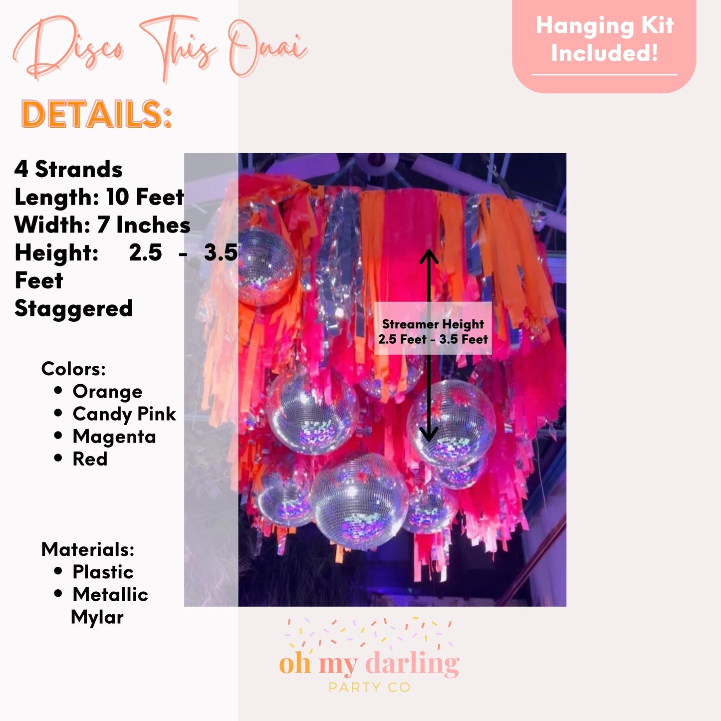 Disco This Ouai Overhead Swag - Oh My Darling Party Co-candy pinkdefaultdisco #Fringe_Backdrop#