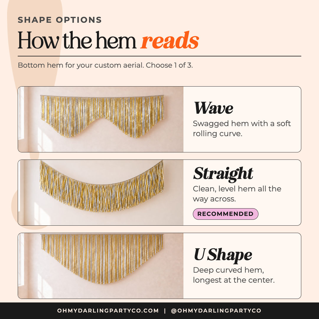 Custom Tinsel Aerial Fringe by Oh My Darling Party Co