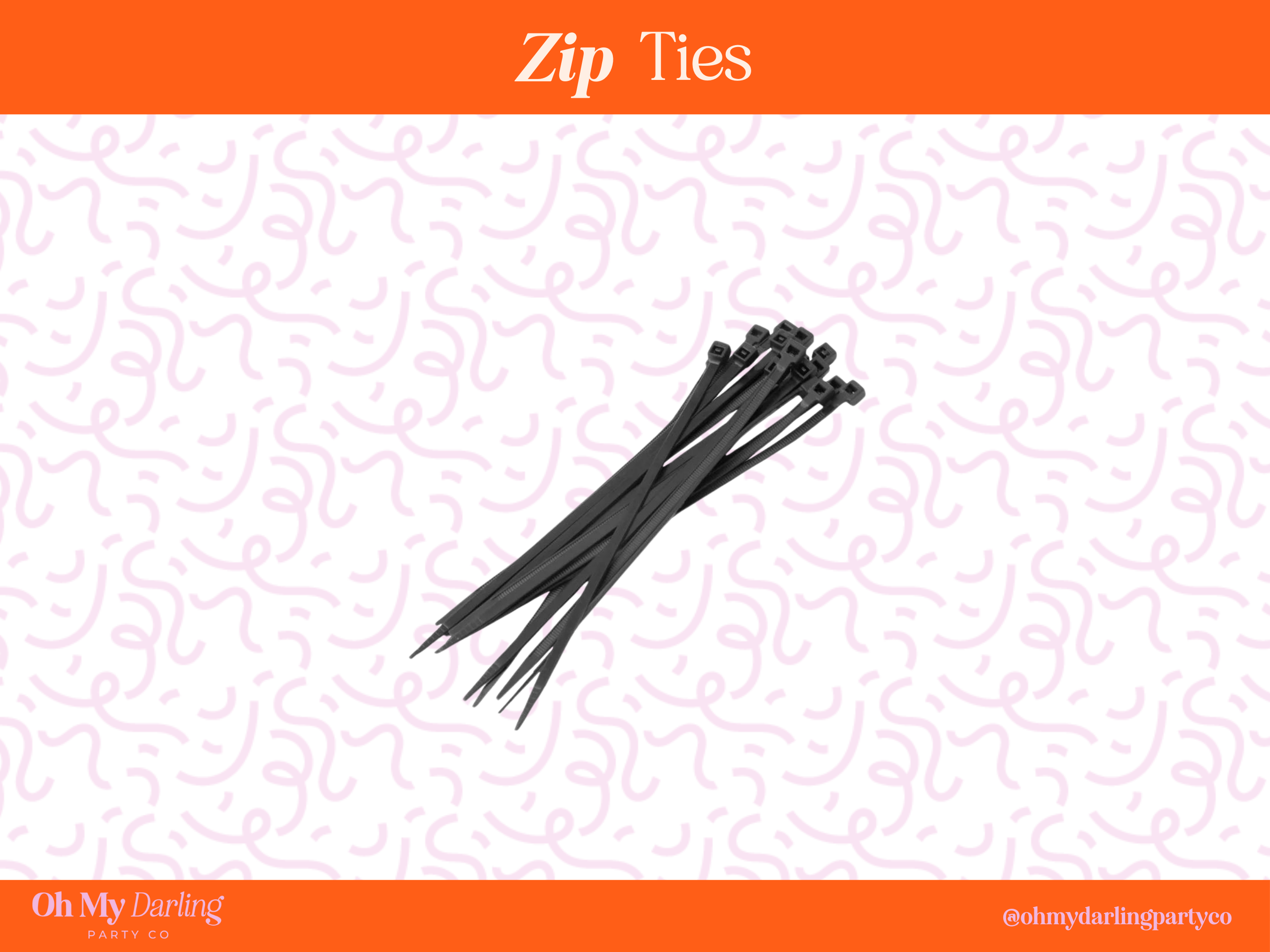 Zip Ties fringe garland hanging against a white wall with balloons. Fringe decor perfect for corporate events or parties.