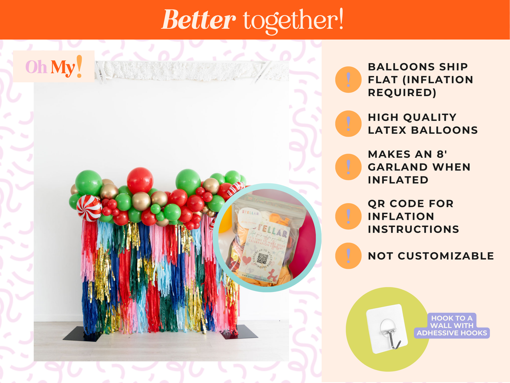 Cup of Cheer Balloon Kit-Oh My Darling Party Co-Fringe Backdrop, Streamer Backdrop, Fringe perfect for events & parties!