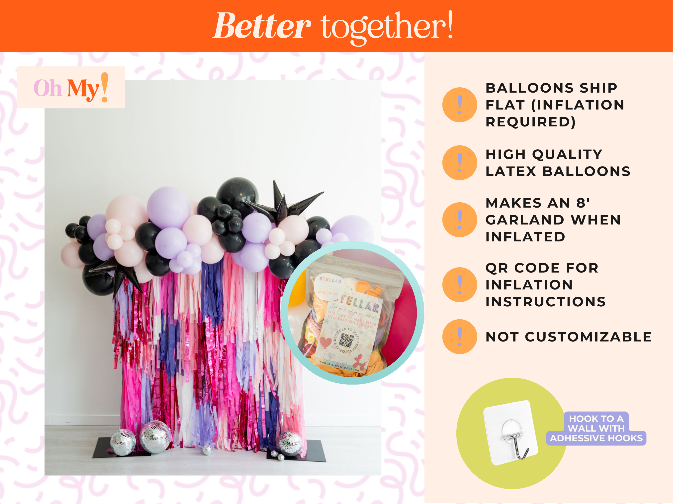 Gone Batty Balloon Kit-Oh My Darling Party Co-Fringe Backdrop, Streamer Backdrop, Fringe perfect for events & parties!