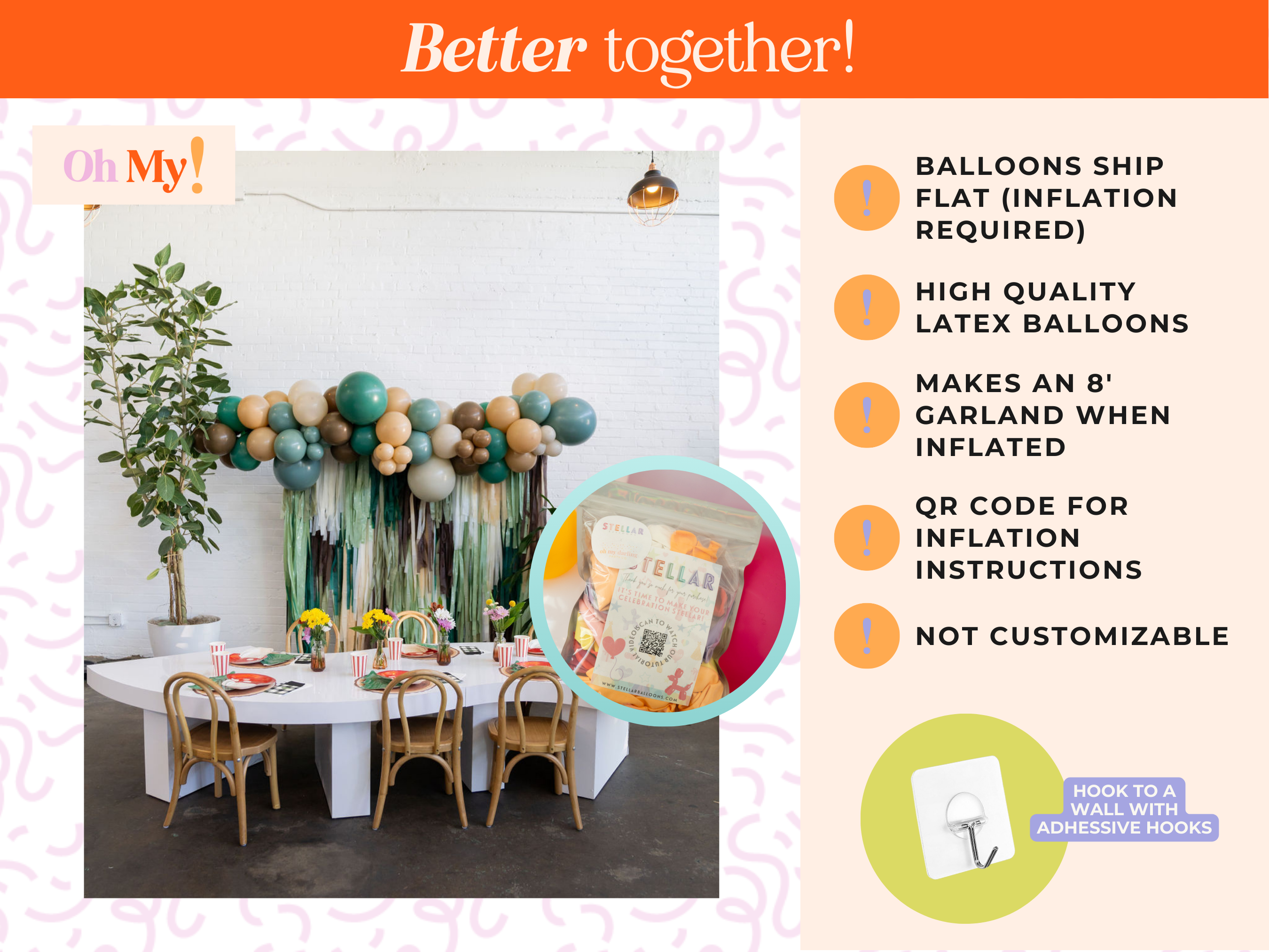 Jurassic Jungle Balloon Kit-Oh My Darling Party Co-Fringe Backdrop, Streamer Backdrop, Fringe perfect for events & parties!