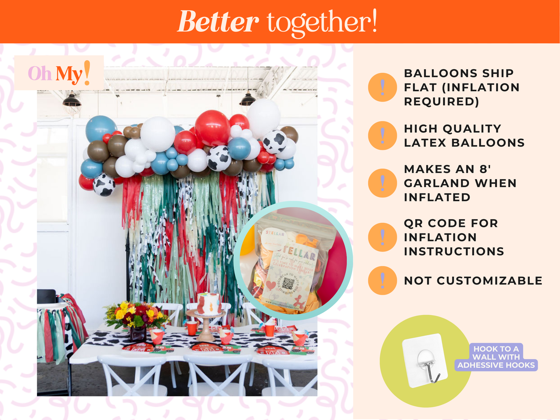 Rodeo Roundup Balloon Kit-Oh My Darling Party Co-Fringe Backdrop, Streamer Backdrop, Fringe perfect for events & parties!