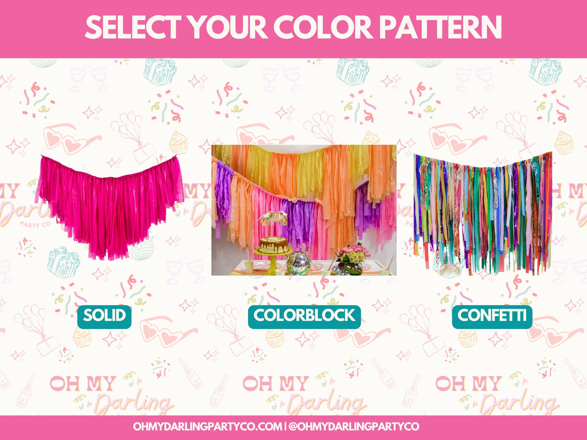 Disco This Ouai Overhead Swag-Fringe Backdrop-Party Decor-Oh My Darling Party Co-Oh My Darling Party Co-1st birthday decor, baby shower decor, bachelorette, bachelorette backdro, bachelorette party, backdrops for party, balloon garland, balloon garlands, best sellers, birthday decor, birthday party, boho nursery, boho party decor, boho tassel garland, bridal shower, candy pink, ceiling, cochella party decor, colorful backdrop, default, disco, disco birthday, disco birthday party, disco dance party, disco pa