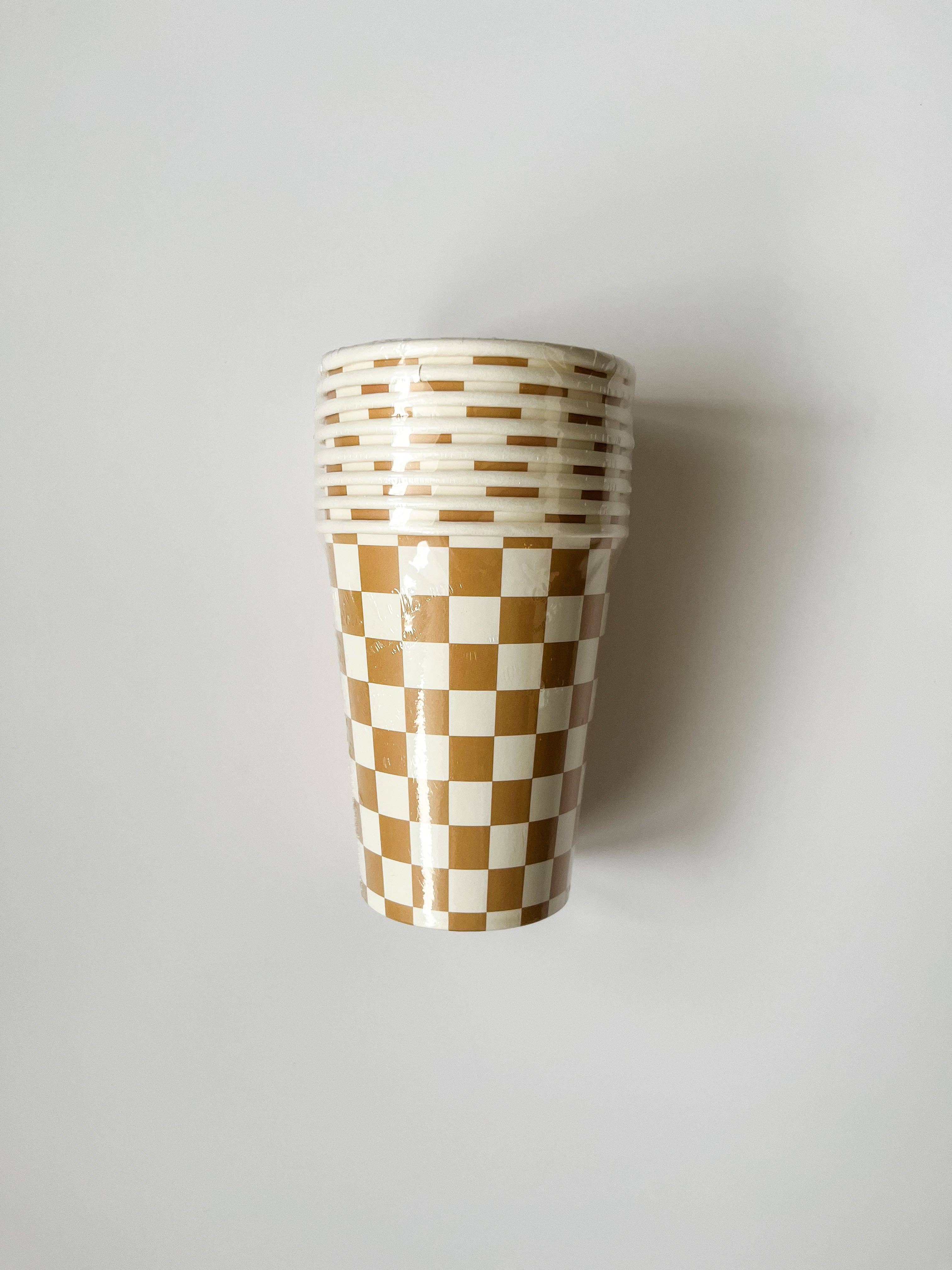 Checkered Gold Matte Cups