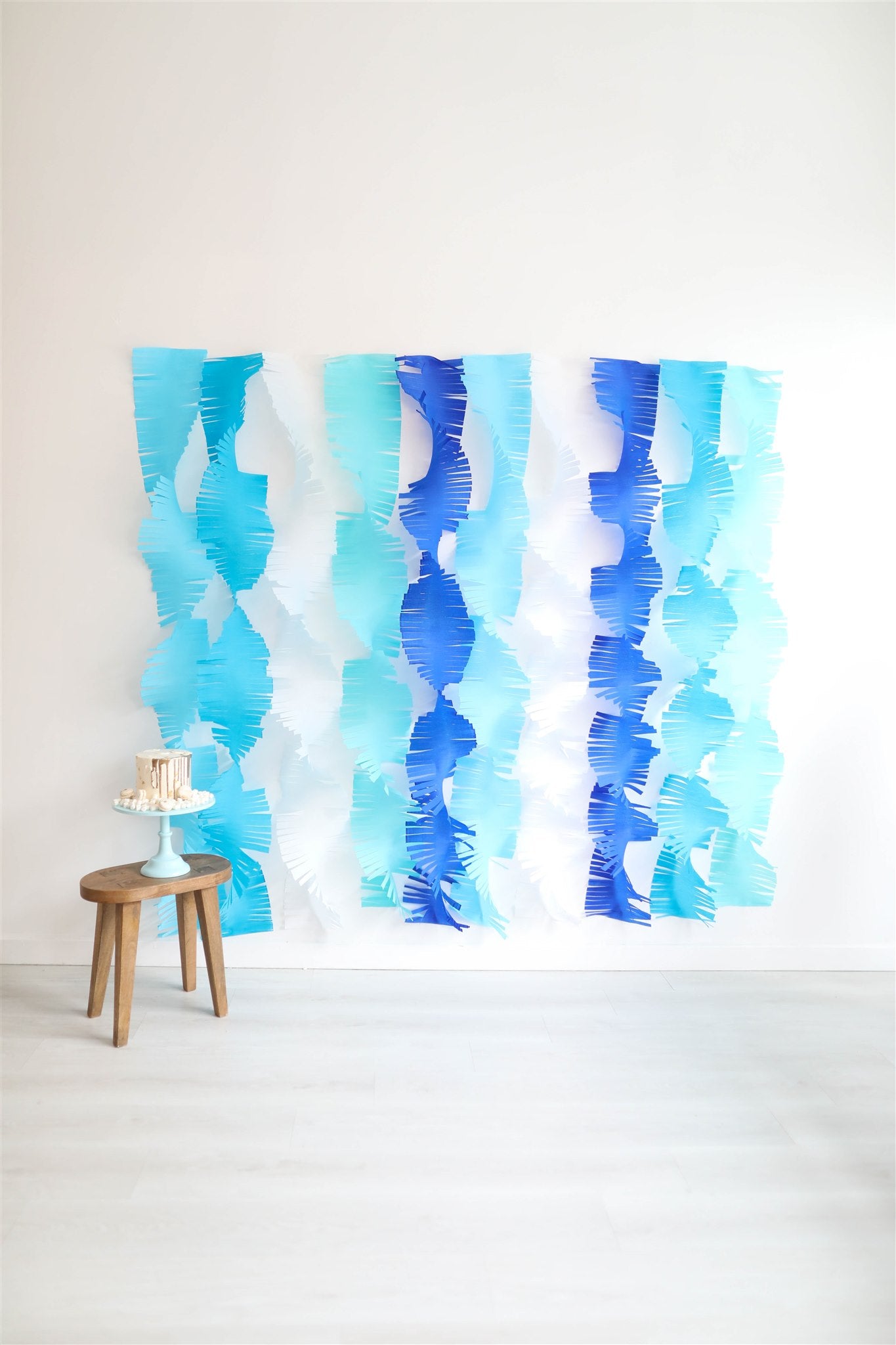 Blue & White Fringe Crepe Paper Bundle-Oh My Darling Party Co-Fringe Backdrop, Streamer Backdrop, Fringe perfect for events & parties!