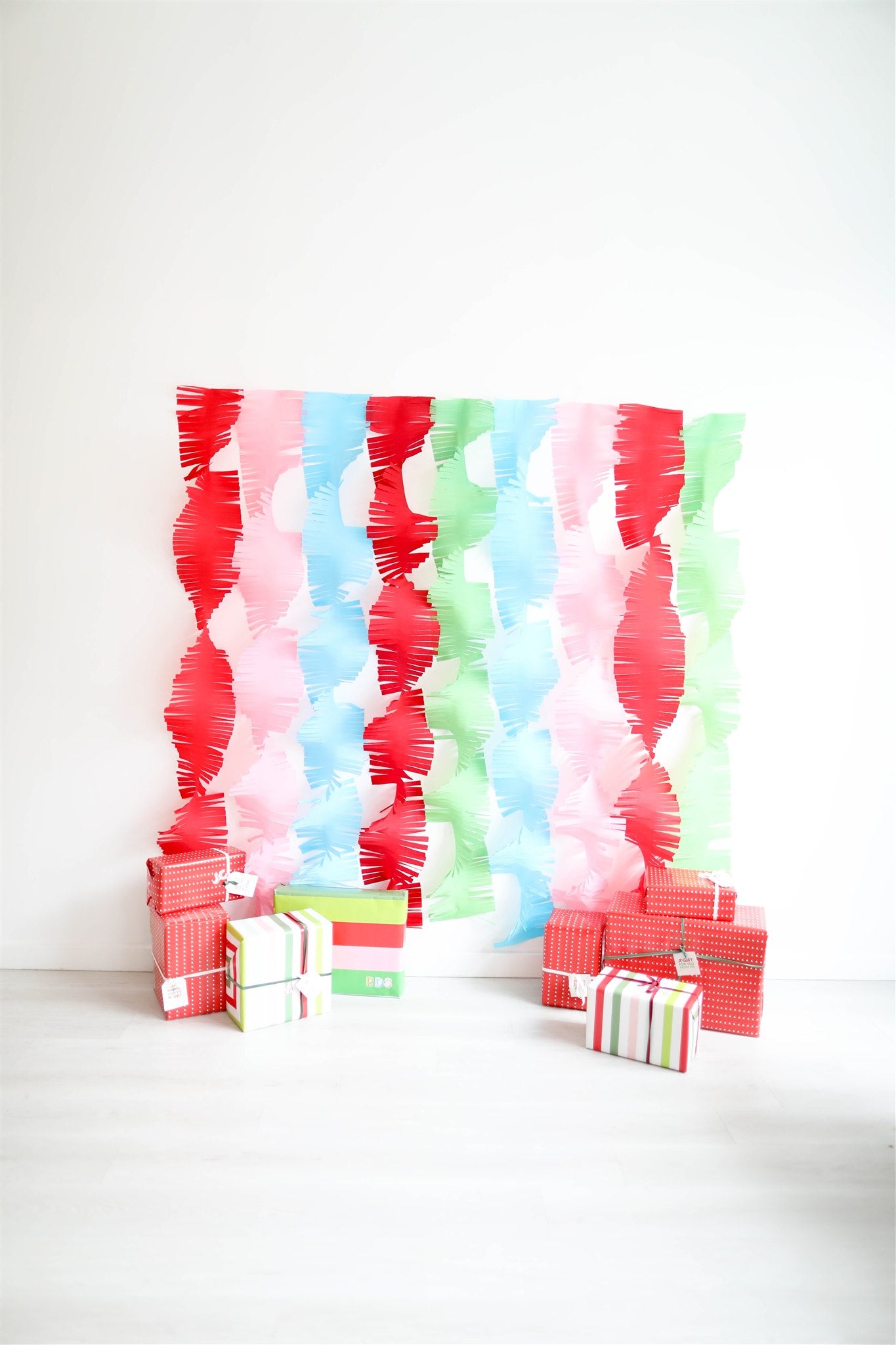 Colorful Holiday Fringe Crepe Paper Bundle-Oh My Darling Party Co-Fringe Backdrop, Streamer Backdrop, Fringe perfect for events & parties!