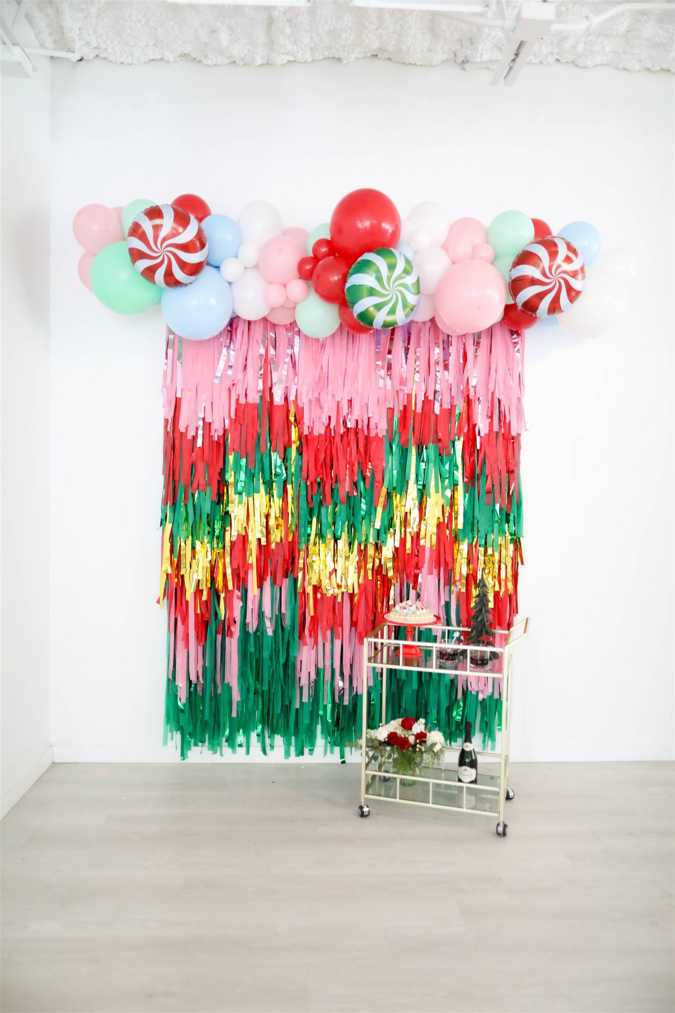 Sleigh Bells & Sweetness Fringe Backdrop-Backdrops-Oh My Darling Party Co