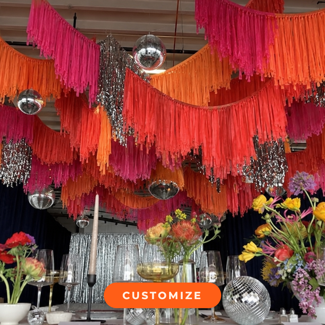 Custom Aerial Ceiling Fringe Strand by Oh My Darling Party Co