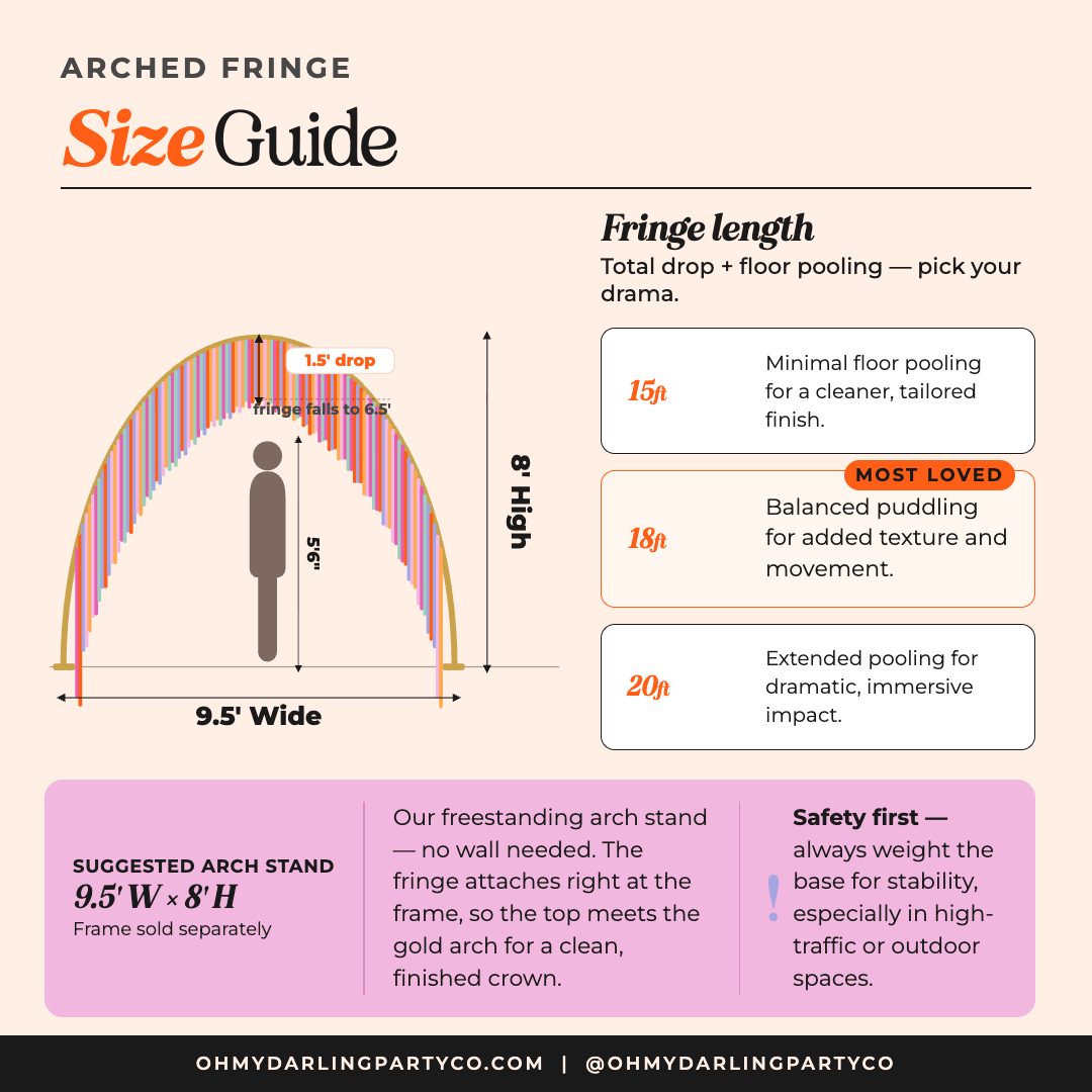 Arched fringe size guide