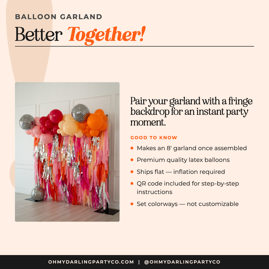 Balloon garland kit pairs well with
