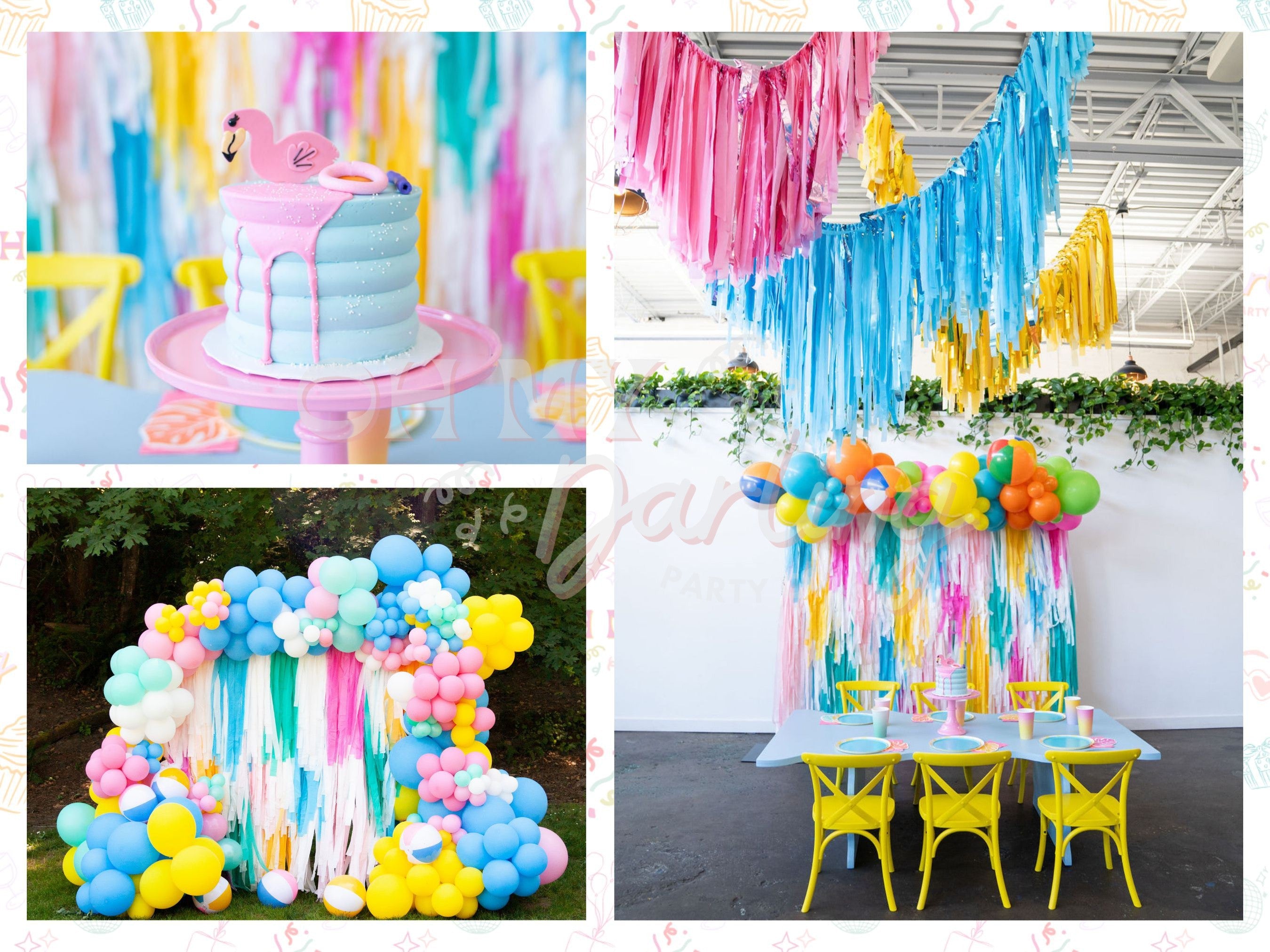 Beach Ball Vibes Backdrop-Fringe Backdrop-Party Decor-Oh My Darling Party Co-Oh My Darling Party Co-bachelorette, backdrops for party, balloon garlands, beach, Birthday Party, blue and white, boy party, bright, bright rainbow, cinco de mayo, colorful, default, encanto, fiesta, fringe garland, Fringe Streamers, girl party, gn party, GOLD BACKDROP, goldenrod, Kids Birthday, Kids Party, luau, magenta, metallic gold, OMDPC, orange, ORANGE BACKDROP, party backdrops, peach, pink and white, PINK BACKDROP, pool par