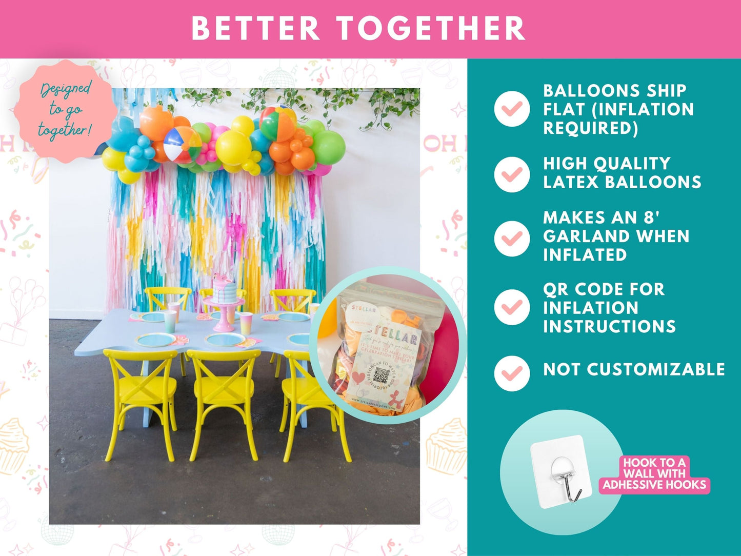 Beach Days Balloon Kit-Fringe Backdrop-Party Decor-Balloon Kits-Oh My Darling Party Co-balloon garland, balloon garlands, balloon kit, balloons, beach ball, beach balls, diy balloon kit, girl party, neons, party backdrops, PINK BACKDROP, pool party, summer party