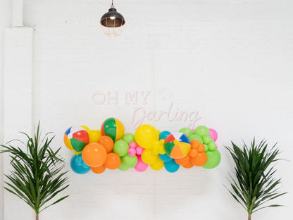 Beach Days Balloon Kit-Fringe Backdrop-Party Decor-Balloon Kits-Oh My Darling Party Co-balloon garland, balloon garlands, balloon kit, balloons, beach ball, beach balls, diy balloon kit, girl party, neons, party backdrops, PINK BACKDROP, pool party, summer party