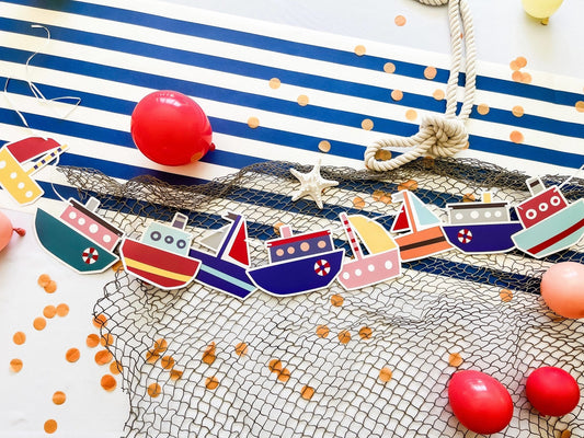 Boat Banner-Fringe Backdrop-Party Decor-Josi James-Oh My Darling Party Co-banner, banners, Birthday Banner, boat, boating, boats, boy party, Live Is Better On The Boat, party banner, party supplies