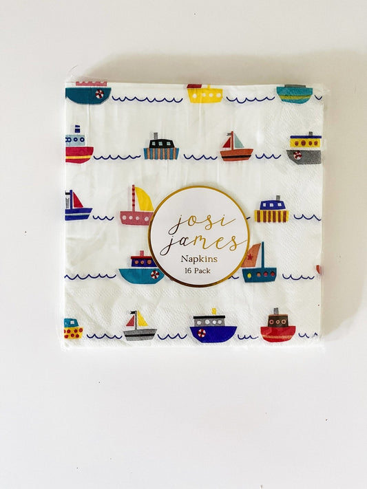 Boat Napkins Large-Fringe Backdrop-Party Decor-Josi James-Oh My Darling Party Co-birthday boy, boat, boating, boats, boy party, boy party napkins, colorful napkins, Faire, fish, Fishing, gender neutral birthday, napkins, Nautical, neutral, neutral decor, paper napkins, party napkins, Water