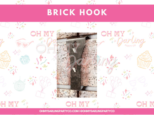 Brick Hooks-Fringe Backdrop-Party Decor-Tools-Oh My Darling Party Co-backdrops for party, balloon garlands, balloons, fringe garland, Fringe Streamers, hooks, how to hang, installation, installation kit, OMDPC, party backdrops, stands, tassels, tools