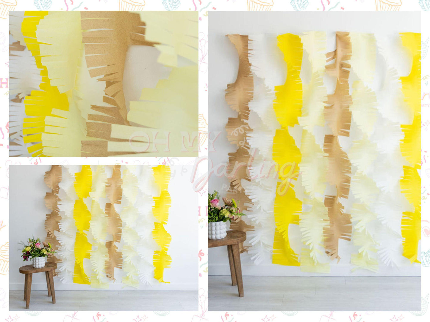 Buttercup Baby Crepe Paper Bundle-Fringe Backdrop-Party Decor-Oh My Darling Party Co-Oh My Darling Party Co-1st birthday decor, affordable fringe backdrop, baby shower, baby shower decor, baby yellow, bachelorette, bachelorette backdro, bachelorette party, backdrops for party, balloon garland, balloon garlands, best sellers, birthday decor, birthday party, boho nursery, boho party decor, boho tassel garland, bridal shower, cochella party decor, colorful backdrop, crepe paper streamers, easter, easter party,