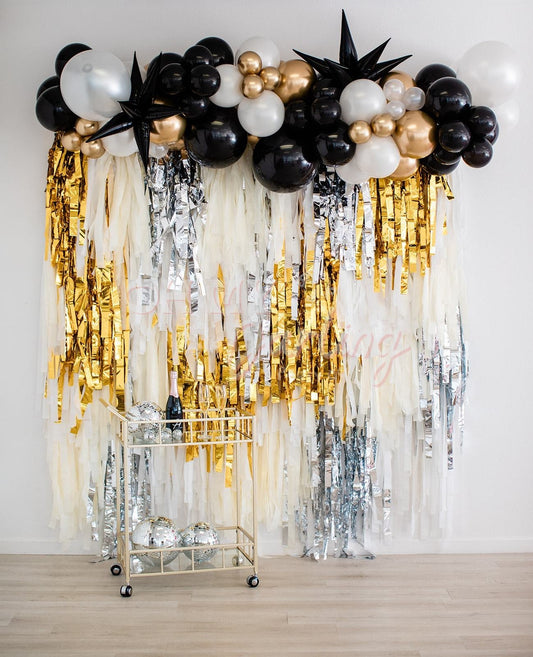Champagne Wishes Backdrop-Fringe Backdrop-Party Decor-Oh My Darling Party Co-Oh My Darling Party Co-bachelorette, bachelorette party, backdrops for party, balloon garlands, bridal shower, christmas, cream, default, engagement, engagement party, fringe garland, Fringe Streamers, gn party, gold, GOLD BACKDROP, graduation, graduation party, just engaged, magic, metalic silver, metallic backdrop, metallic gold, metallic silver, milestone Birthday, new years, new york bachelorette, OMDPC, party backdrops, premiu