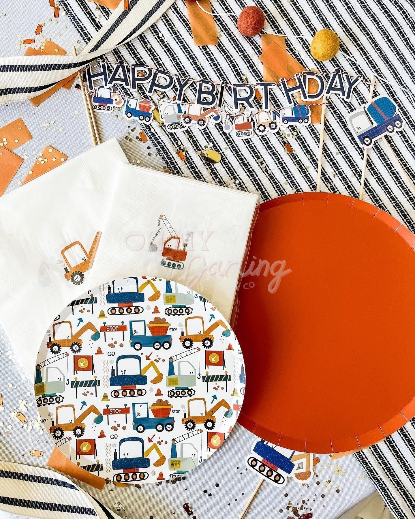 Classic Orange Plate-Fringe Backdrop-Party Decor-Josi James-Oh My Darling Party Co-Airplane, airplane birthday, boat, boating, boats, builder, circus, construction, construction plates, Faire, fiesta, fiesta collection, fiesta party, final fiesta, garbage truck, halloween, last fiesta, orange, orange plates, party plates, plates, super hero, superhero, trains, trash truck, trash truck party