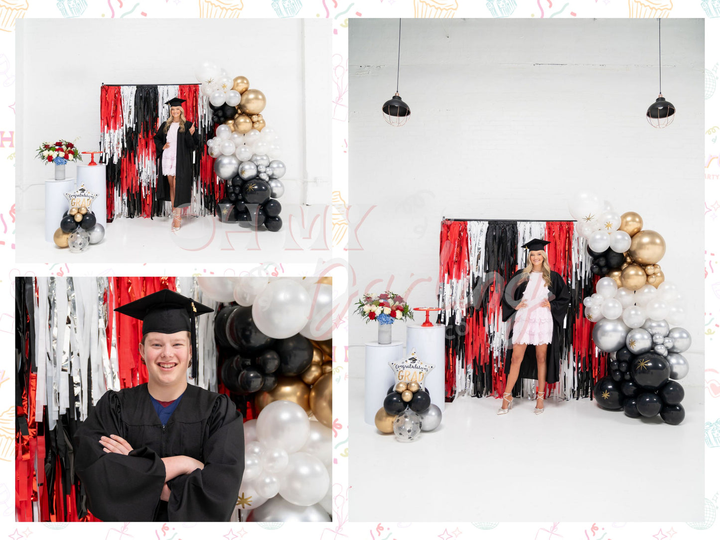 Classy Commencement Backdrop-Fringe Backdrop-Party Decor-Oh My Darling Party Co-Oh My Darling Party Co-backdrops for party, balloon garlands, Birthday Party, black, black and red, black and silver party, black and white, black backdrops, boy party, celebrate, college football, fringe backdrop, fringe garland, Fringe Streamers, girl party, graduation party, OMDPC, party backdrops, party decor, party supplies, pirate, pirates, premium, red, red and black, Red and White, RED BACKDROP, tassels, texas tech, TTU,