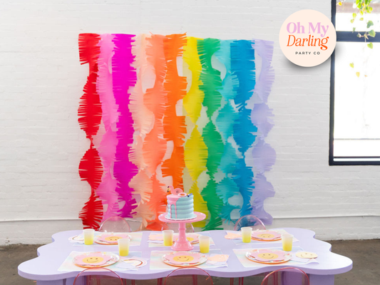 Rainbow Crepe Paper Fringe Bundle-Oh My Darling Party Co-Fringe Backdrop, Streamer Backdrop, Fringe perfect for events & parties!