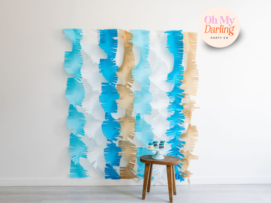 Oh Baby Boy Crepe Paper Bundle-Oh My Darling Party Co-Fringe Backdrop, Streamer Backdrop, Fringe perfect for events & parties!