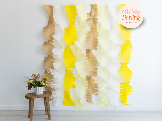 Buttercup Baby Crepe Paper Bundle-Oh My Darling Party Co-Fringe Backdrop, Streamer Backdrop, Fringe perfect for events & parties!