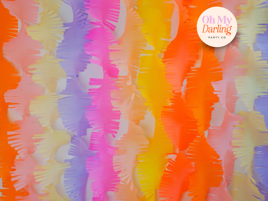 Feelin' Groovy Crepe Paper Fringe Streamers-Oh My Darling Party Co-Fringe Backdrop, Streamer Backdrop, Fringe perfect for events & parties!