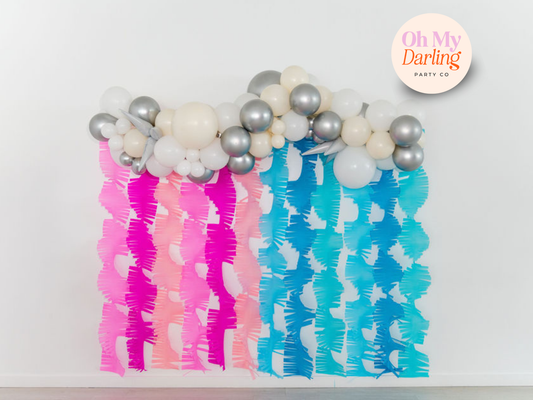 Gender Reveal Crepe Paper Bundle-Oh My Darling Party Co-Fringe Backdrop, Streamer Backdrop, Fringe perfect for events & parties!