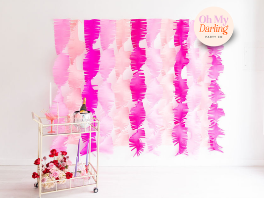 Pink Crepe Paper Fringe Streamer Bundle-Oh My Darling Party Co-Fringe Backdrop, Streamer Backdrop, Fringe perfect for events & parties!