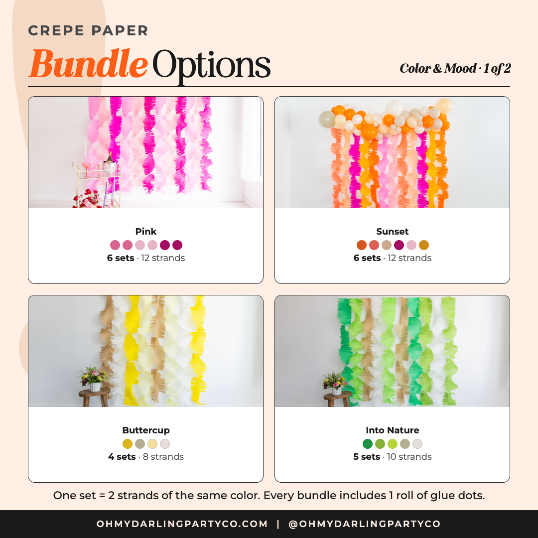 Crepe paper bundle color options